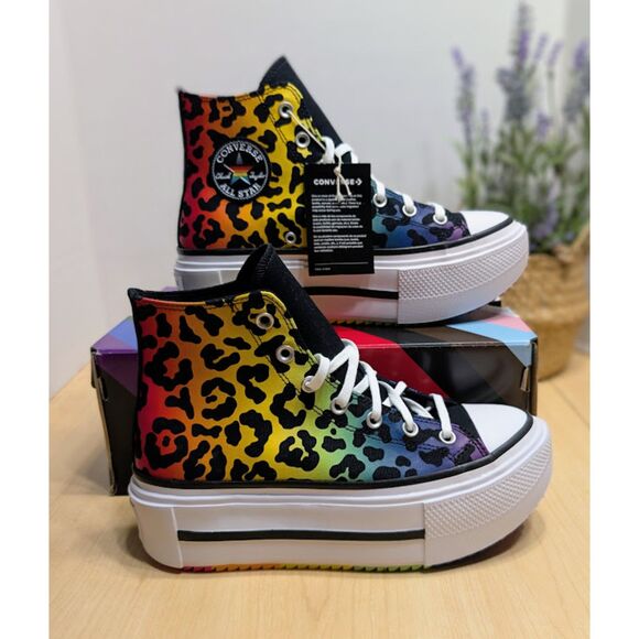 Converse CTAS Lift Double Stack Platform Pride Unisex High Tops W9 M7 NIB - Picture 1 of 16